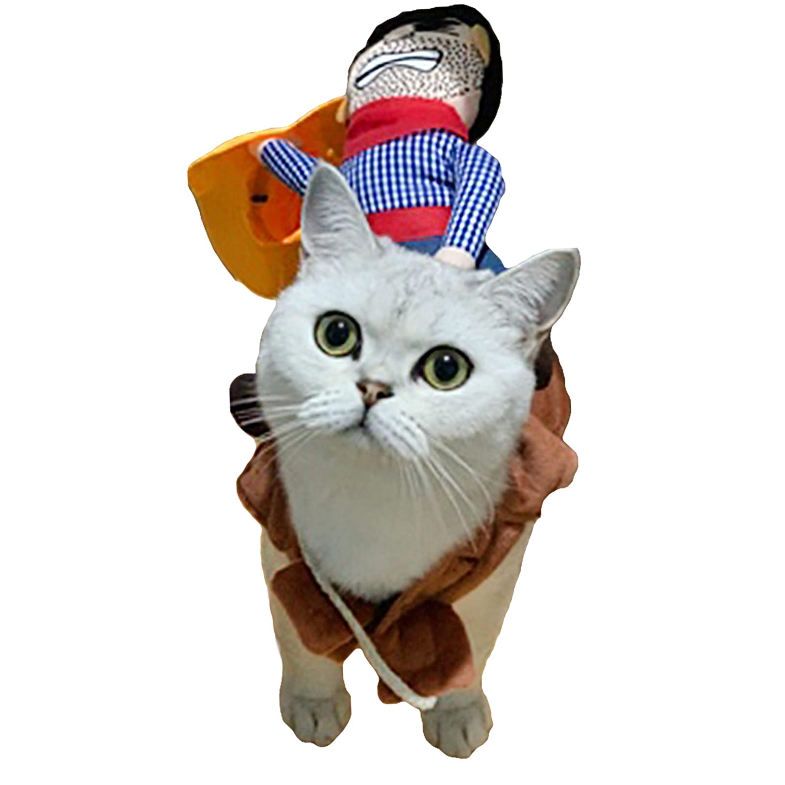 Yu-Xiang Pet Riding Costume Novelty Pet Supplies Cowboy Rider Horse Riding Designed Dog Apparel Party Dressing up Clothing Halloween (S)