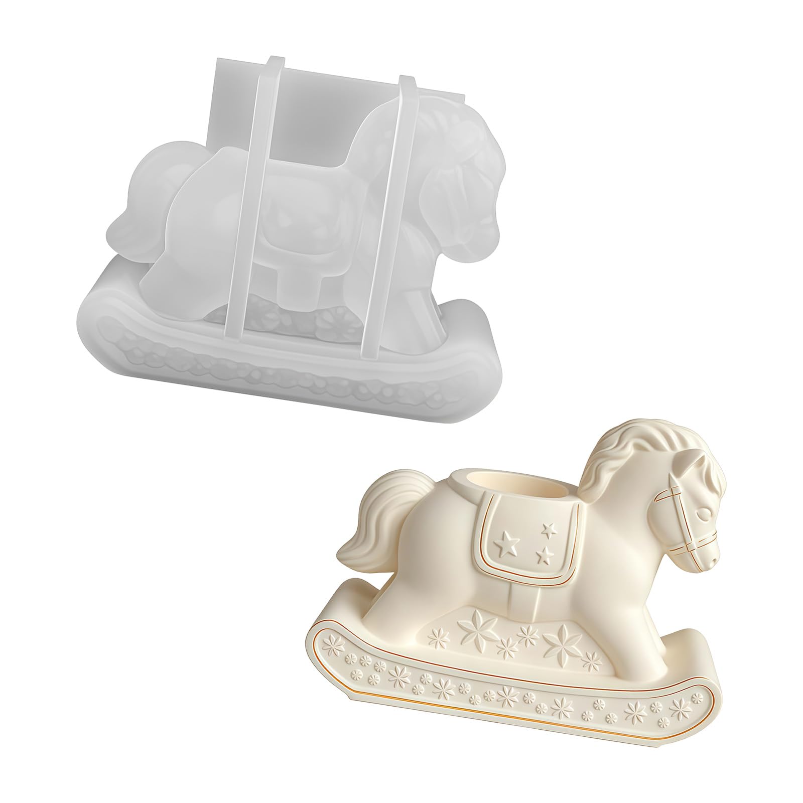 Limtula Silicone Mold for Rocking Horse Holder Making, Craft Mold for Decor Stones, Plaster Figures and Small Wax Decor Wax Gypsum Craft Silicone Horse Making Supplies Stone Form Home