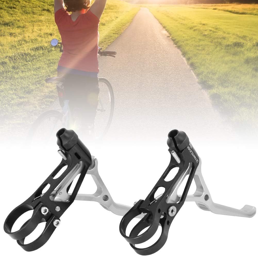 Keenso CNC V Brake Handle Lever, Mountain Aluminum Alloy Brake Lever Cycling Accessory for Folding Road Bike/Mountain Bike(Black Silver)