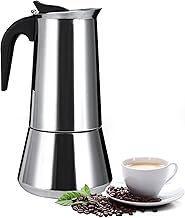 Stainless Steel Stovetop Moka Pot Stove Espresso Maker Percolator 12 Cup 600ml Portable Italian Greca Cuban Coffee Maker for Big Family Home Office Camping, Work with Gas Electric Ceramic Stovetop