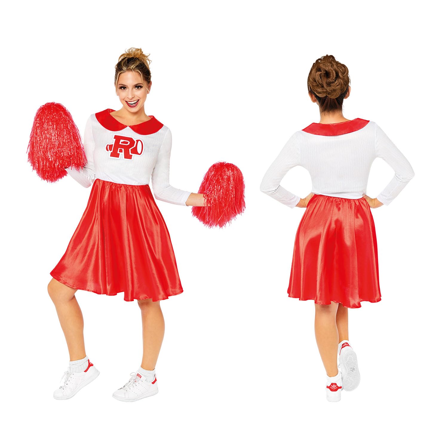 (PKT) (Fix 8/25) (9909261) Adult Ladies Sandy Rydell High Cheerleader Costume (Large) - Grease Movie, Red/White, Size: 14-16 - Image 4