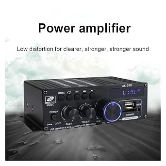 Bluetooth対応アンプ 2チャンネル ホームシアターアンプ 40W+40W 音楽プレーヤー USB AUX 多用途