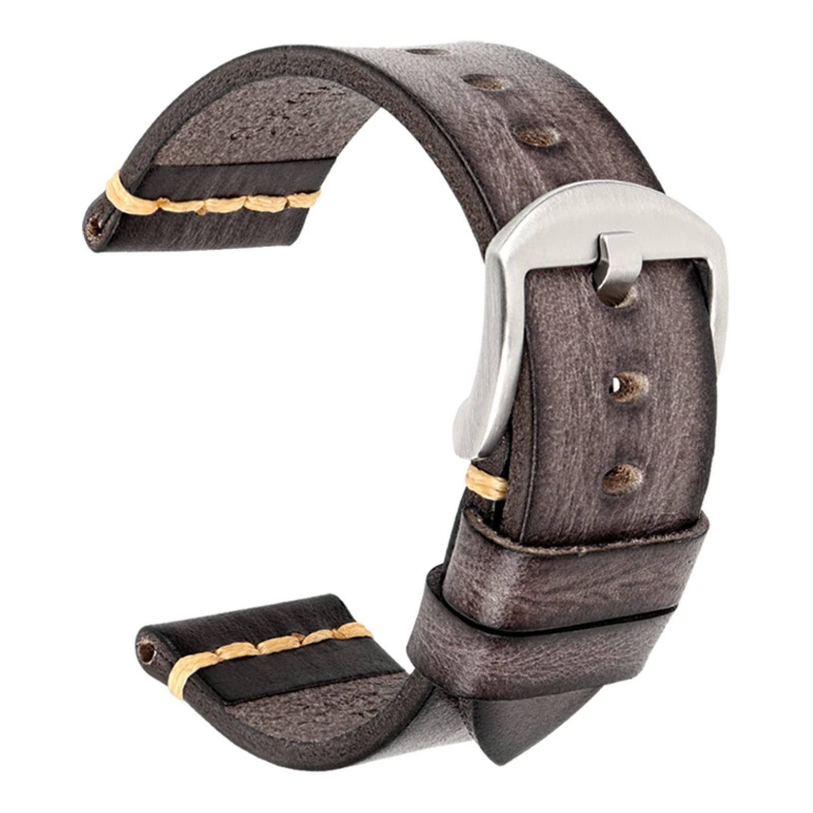 Bracelet cuir véritable Galaxy Watch 20mm 22mm finition artisanale - 7