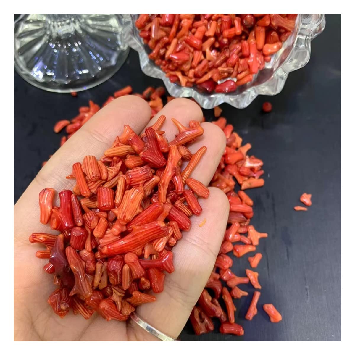 Kamień kryształowy 1 kg/worek naturalny czerwony koral kamienne koraliki chipsy koraliki bez otworu małe żwir koraliki materiały rzemiosło kamienne prezenty (rozmiar: 500 g)
