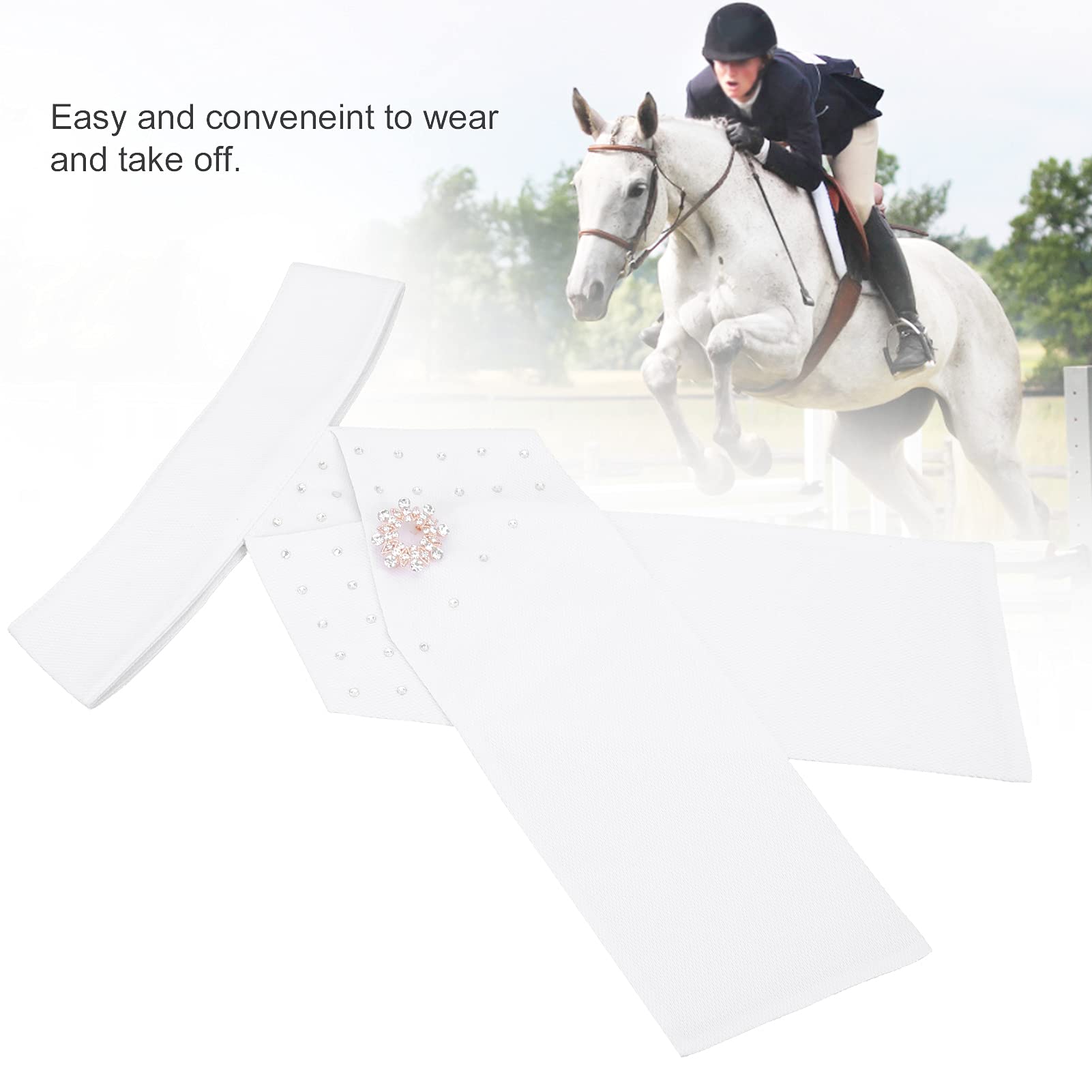 FUZHUI Horse Riding Stock Tie, Equestrian Pre-Tied Cotton Stock Tie, Women Dressage Riding Stock Tie, Equestrian Pre-Tied Stock Tie with Brooch, for Horse Riding Adults Cotton Neckwear