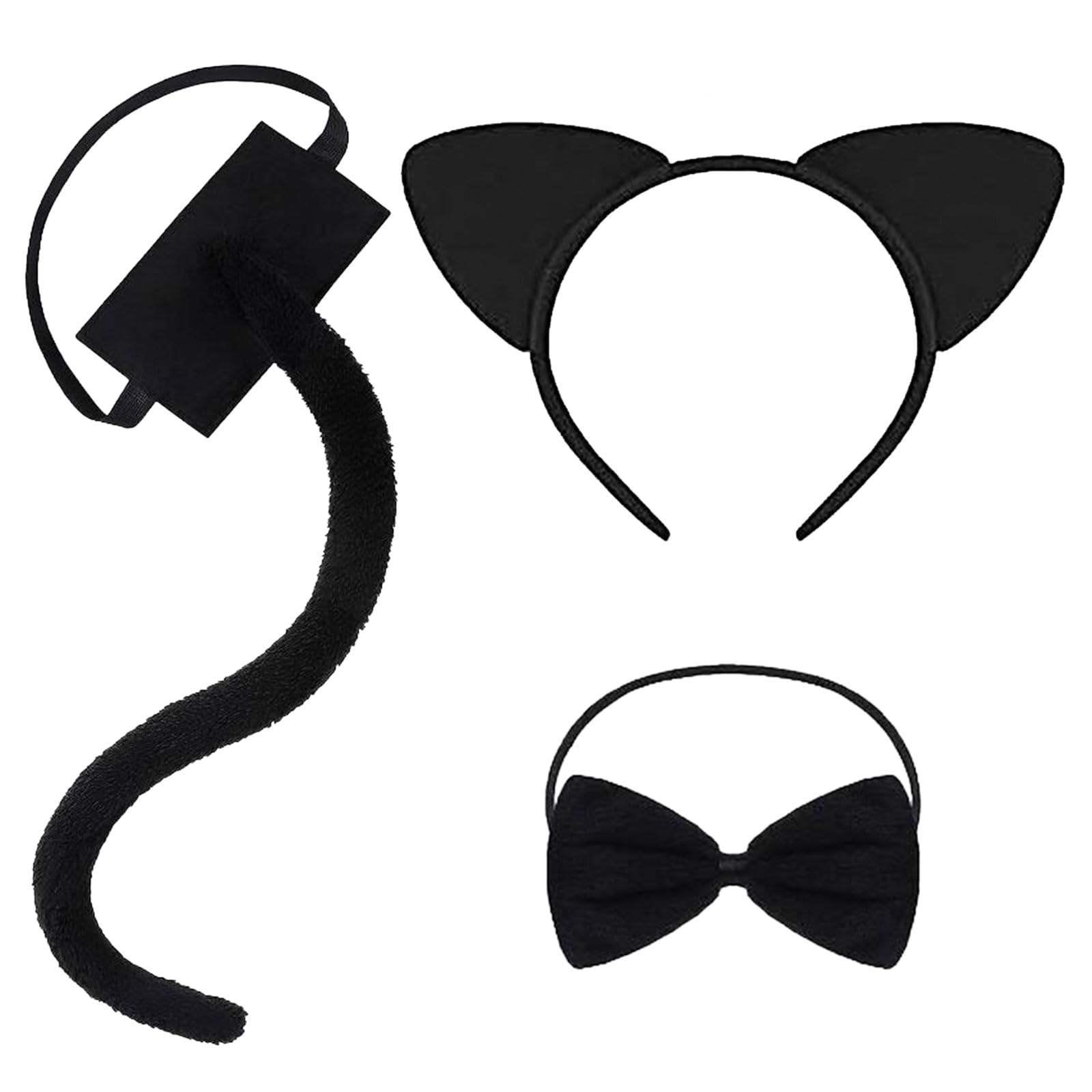 UILYNIU 3 Piezas Disfraz de Gato, Disfraz de Animales para Niños y Adultos, Orejas de Gato Pajarita Gato Largo Cola, Gato Disfraz para Halloween Carnaval Disfraces de Animales Orejas Cosplay