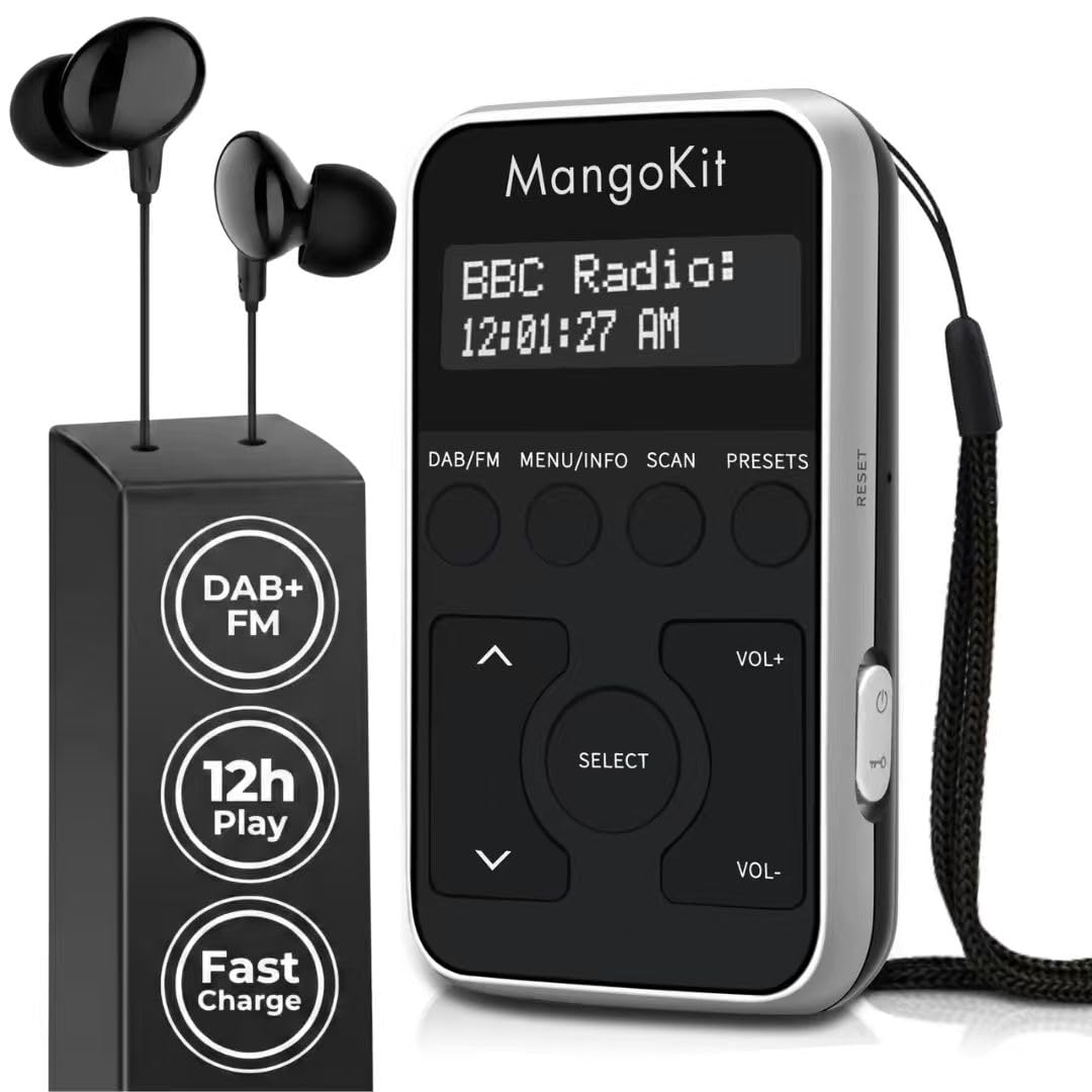 MP1 Kleines Tragbares Mini DAB/DAB+/UKW-Radio,Digitales Taschenradio mit Kopfhörer,Wiederaufladbarem Akku für Sport,Laufen, Walken, Joggen oder Radfahren-Schwarz Silber