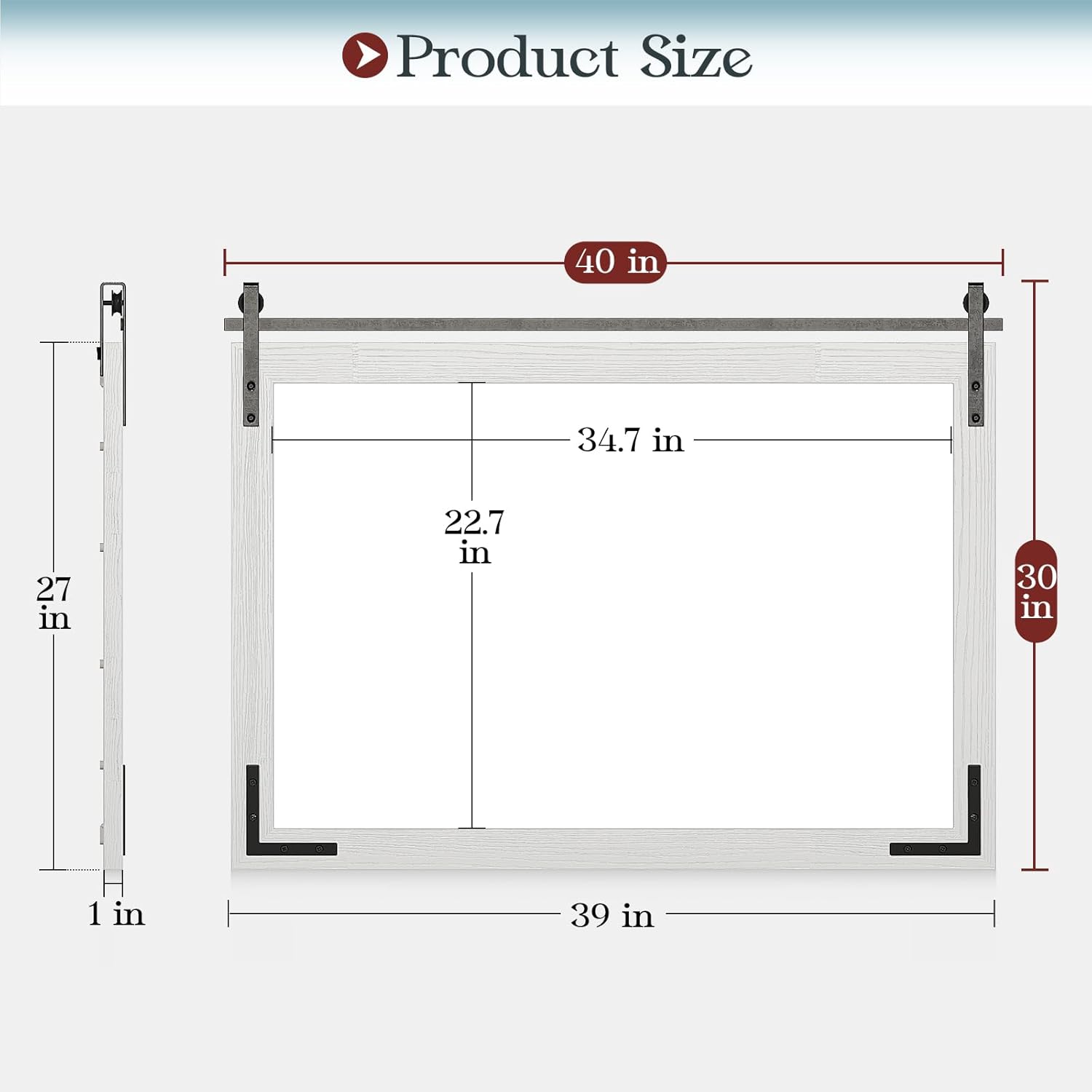 Farmhouse Mirror for Bathroom 40x30 Inch, White Wood Framed Rustic Mirror, Rectangle Wall Decorative Mirrors for Entryway, Living Room, Bedroom