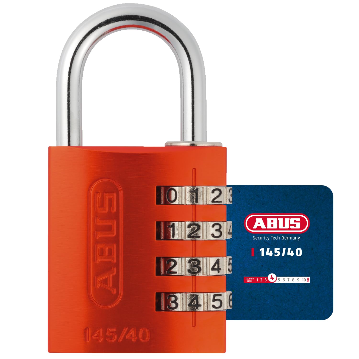 Padlock combination aluminum 40mm orange