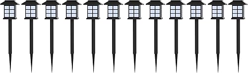 Pure Garden Luces solares (juego de 6) - Lámpara LED para exteriores, para jardines, caminos y patios, color negro, 15 pulgadas de alto x 3.25