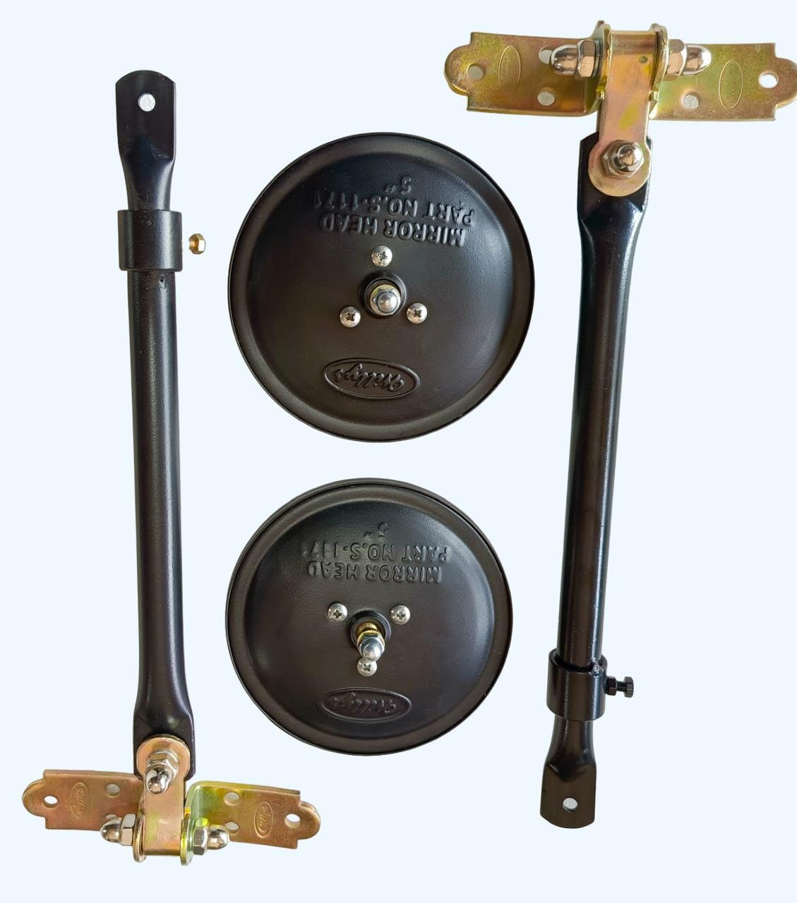 OLD WILLYS, CJ, CJ3B, MM540, CLASSIC ROUND PREMIUM black FINISH SIDE MIRROR, QUALITY PRODUCT (BLACK)