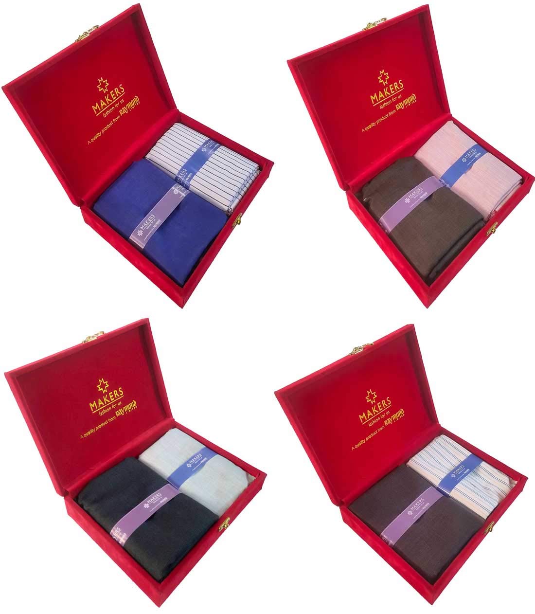 Fabrics Makers Men's Unstitched Shirt and Trouser Fabric Combo (Multicolour, Free Size) -Set of 4