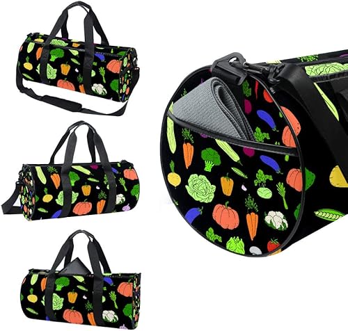 Vista 3 de AISSO Duffel Bag for Women Men Healthy Vegetables Sports Gym Tote Bag Weekend Overnight Travel Bag Outdoor Luggage Handbag