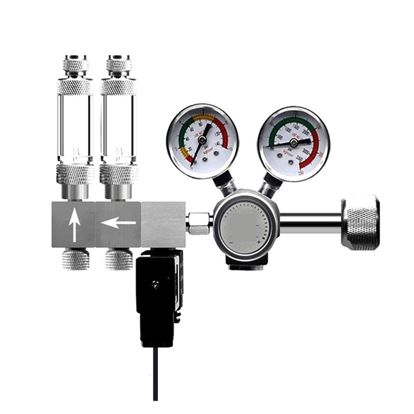 Reduktor ciśnienia CO2, Akwarium DIY CO2 Regulator elektromagniczny licznik pęcherzyka zastawki System kontroli reakcji Zestaw zaworu zmniejszającego ciśnienie(K303C,G5-8)