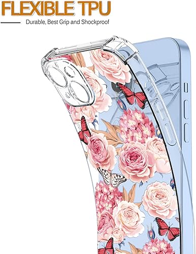 Miniatura 3 de Funda para Galaxy A51 4G, SM-A515U, transparente, con diseño de TPU suave, absorción de golpes, diseño floral, delgada, funda protectora para
