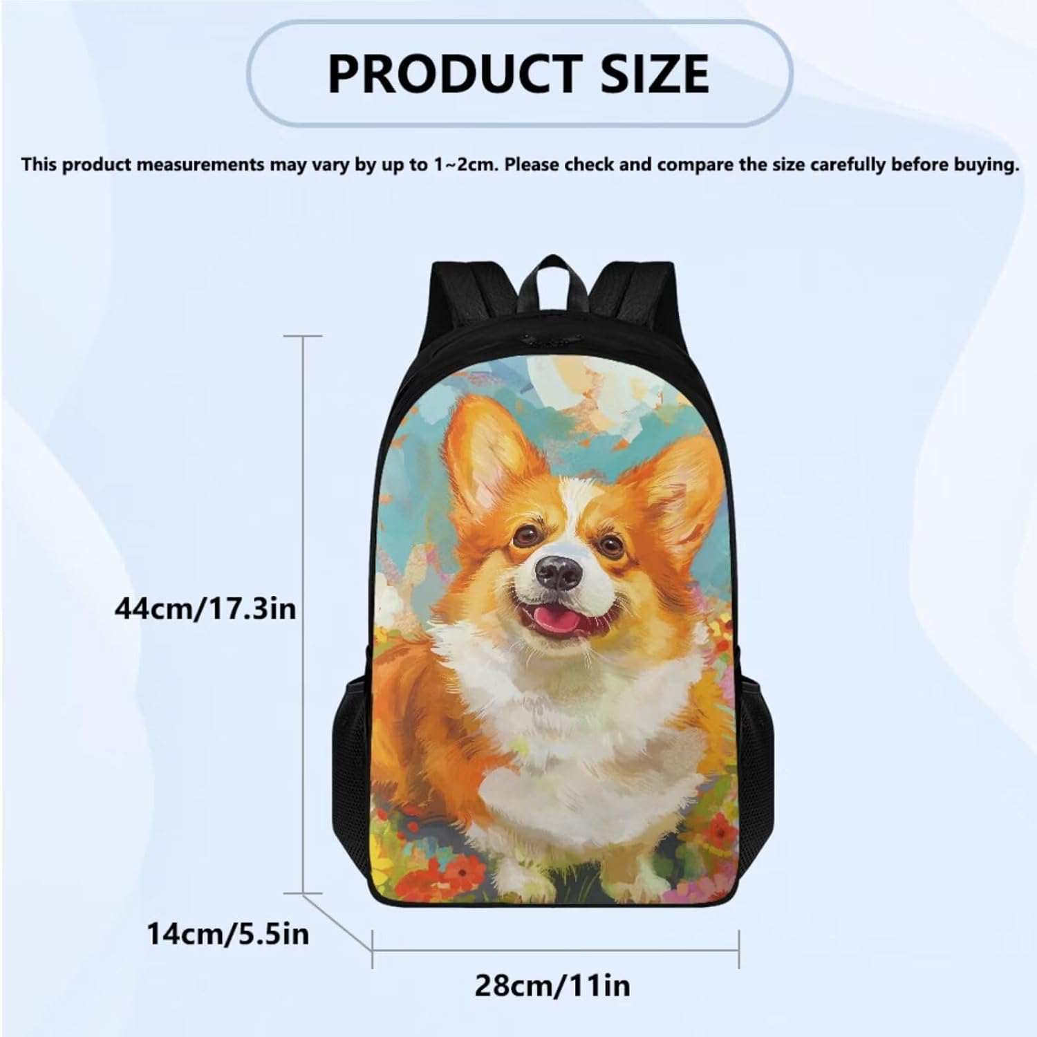 Corgi Backpack for Teen Girls Middle School Aesthetic Big Cute Kid Bookbag School Bag Lunch Bag and Pencil Box Set for Elementary Boys, 3Pcs