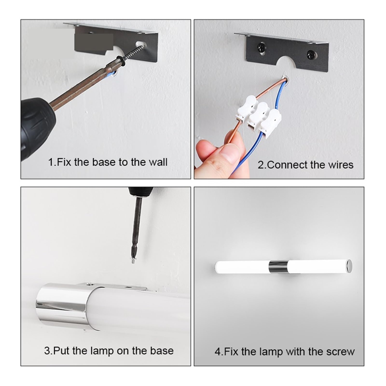 Apliques Para Cuadros Lámpara de pared Led Interior moderna, iluminación de baño, lámpara de pared montada en la pared, lámpara de pared nórdica de acero inoxidable(Warm,430mm)