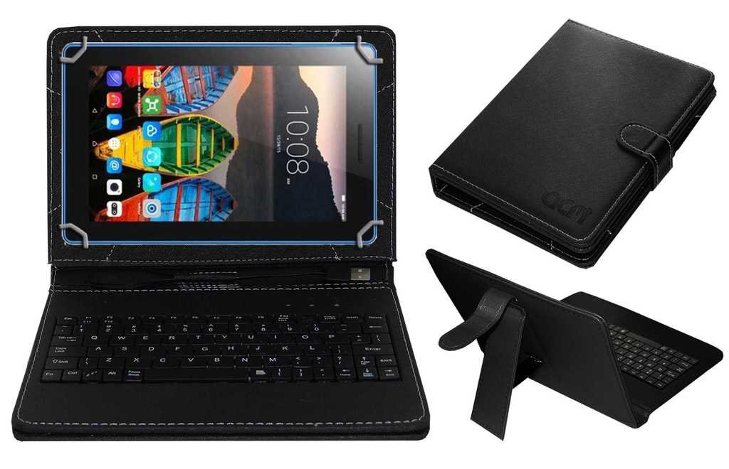 Acm USB Keyboard Case Compatible with Lenovo Tab 3 7 Tablet Cover Stand Study Gaming Direct Plug & Play - Black