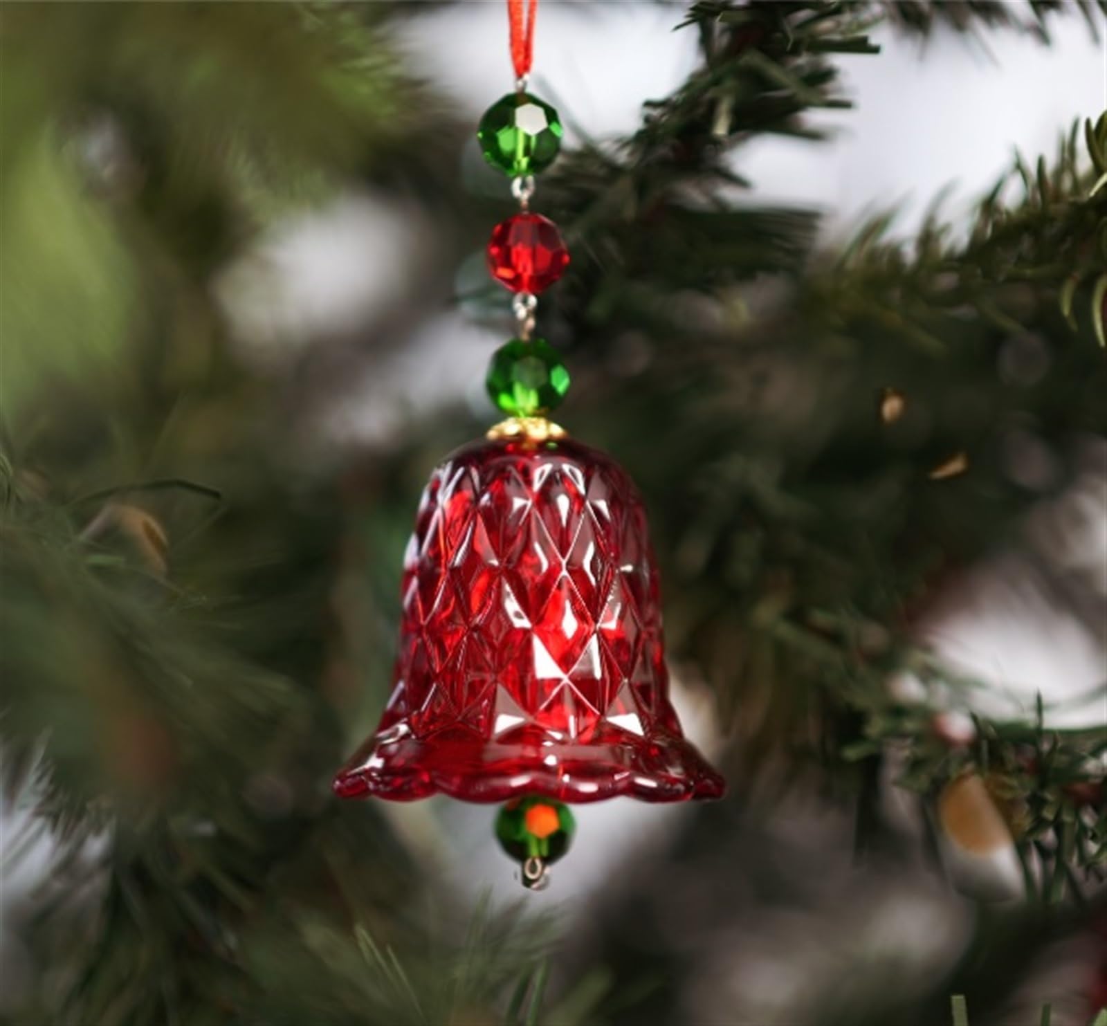 Campanelle Natale Ornamenti Scintillanti di Campane Natale Albero Ciondoli Cristallo for La Decorazione Decorazioni(Rot)