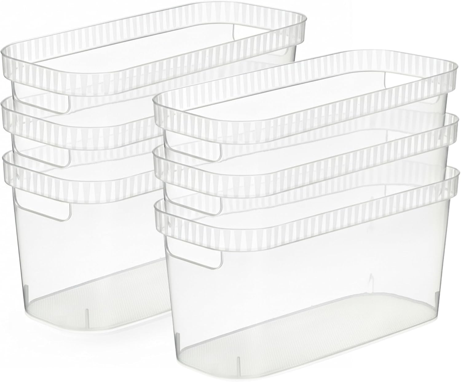 Tribello Modern Cabinet Organizers And Storage Pantry Shelf Organizer - Clear Plastic Storage Bins - (Medium - 12” X 8” X 4”)