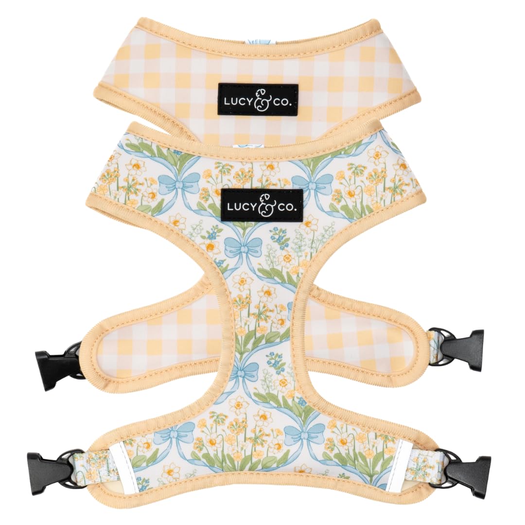 Lucy & Co. Sunshine and Daffodils Reversible Dog Harness, Adjustable Comfort Fit with Dual Leash Attachments, Large โ image 1