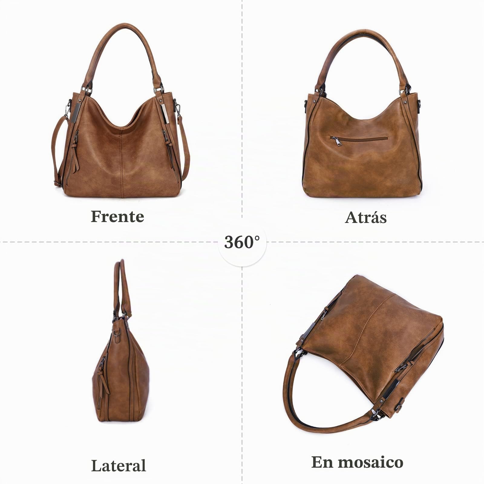 FANDARE Grande Bolsos de Mujer Bandolera Bolso Hombro Cruzado PU Cuero Impermeable para Viaje Trabajo Escuela Compras Conmutar Crossbody Bag