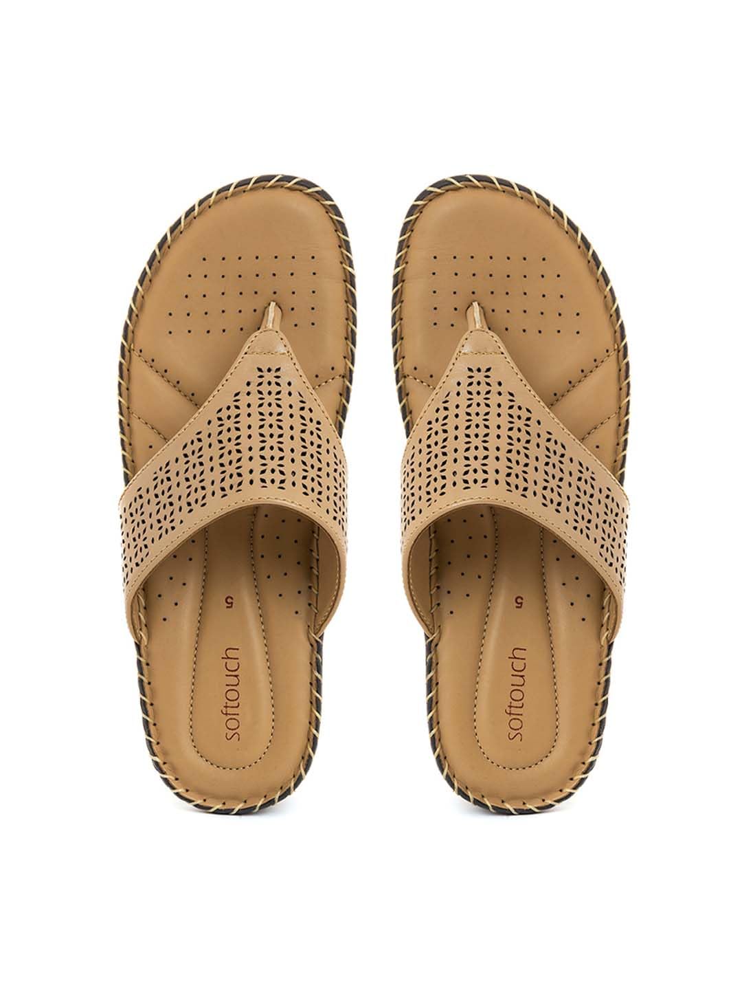 Khadims Softouch Beige Leather Wedge Heel Slip On Sandal for Women (2181983) (B0BXXHBQ53) Amazon Price History, Amazon Price Tracker