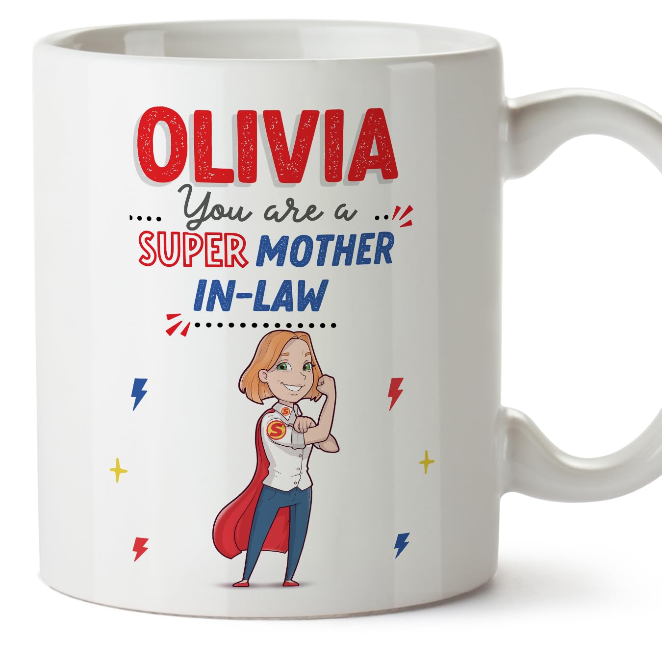 MUGFFINS Personalised Mug for Mother in Law - in English - You are Super! - Funny Custom Gift - Ceramic 11oz Mug