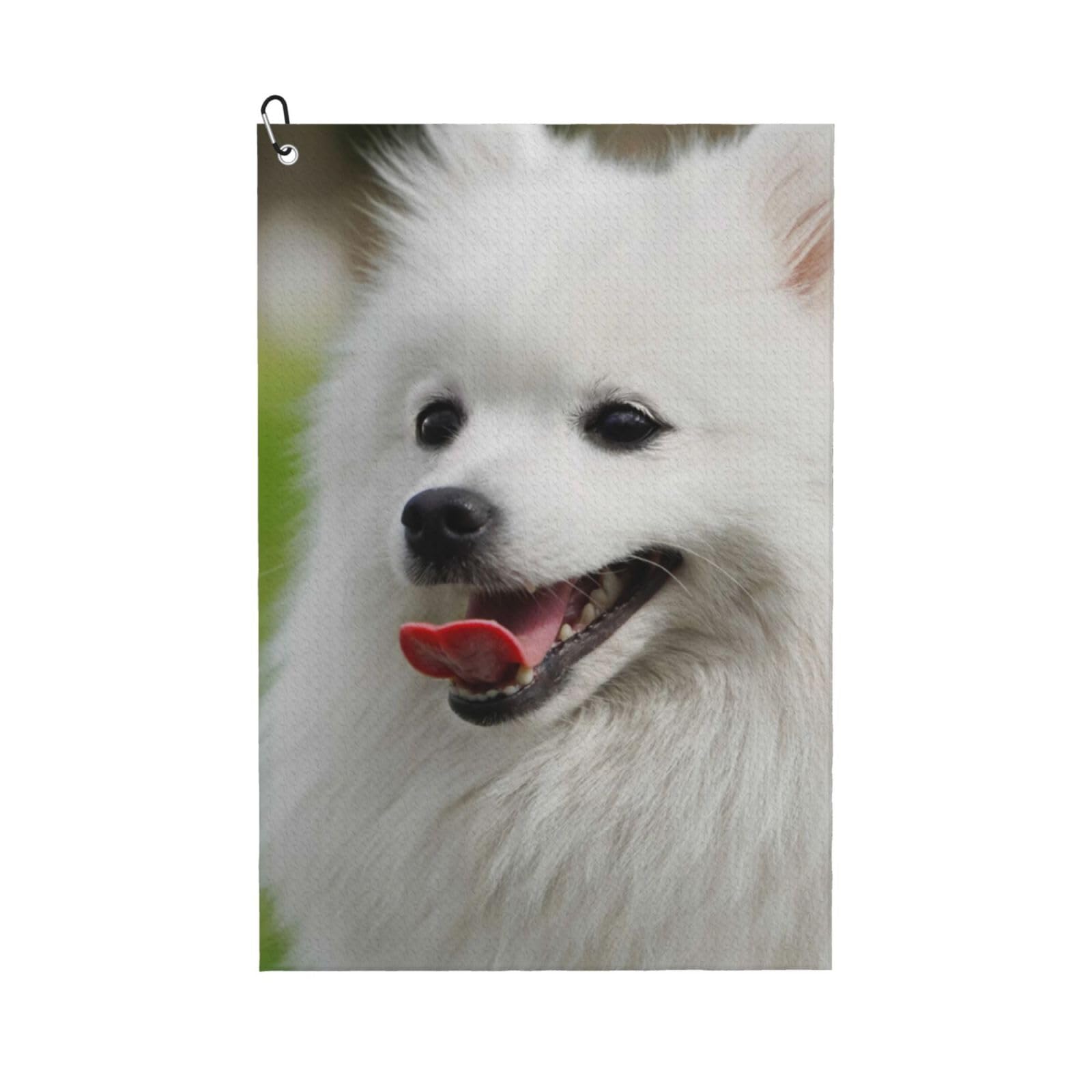 Hnnkloy Japanese Spitz Pet Dog, 16x24 in Portable Waffle Golf Towels with Carabiner Clip for Golf Bag