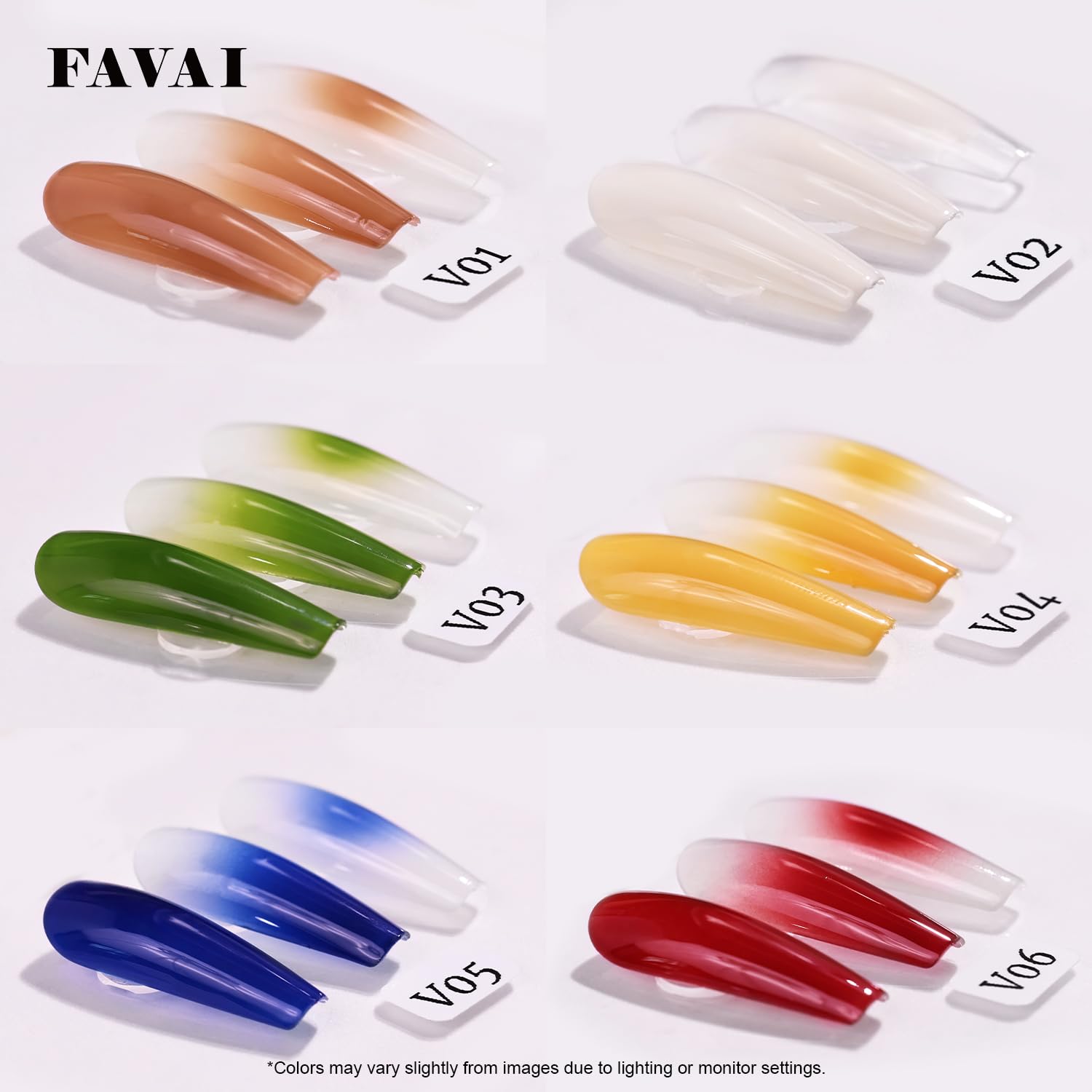 FAVAI Selection 24 kolory Zestaw żelowych lakierów do paznokci Airbrush Air - gorąca kolekcja 24 * 10ml