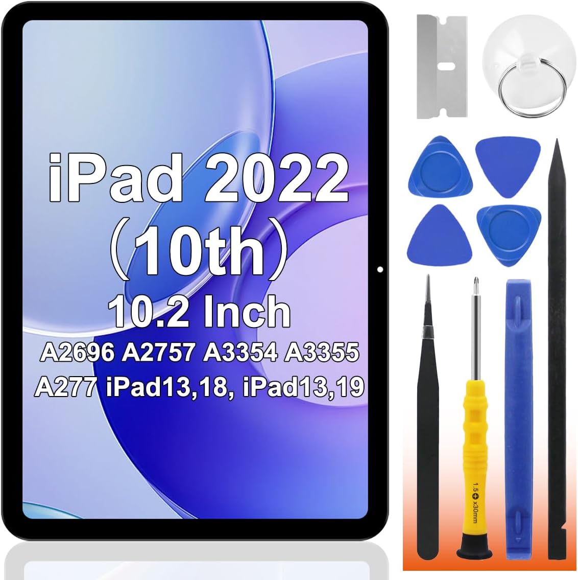 for iPad10 Screen Replacement Digitizer Touch Glass Kits NO LCD | 10.2 Inch,Full Repair Tools,with Home Button,NO Fingerprint,for iPad 2022 10th A2696 A2757 A3354 A3355 A2777