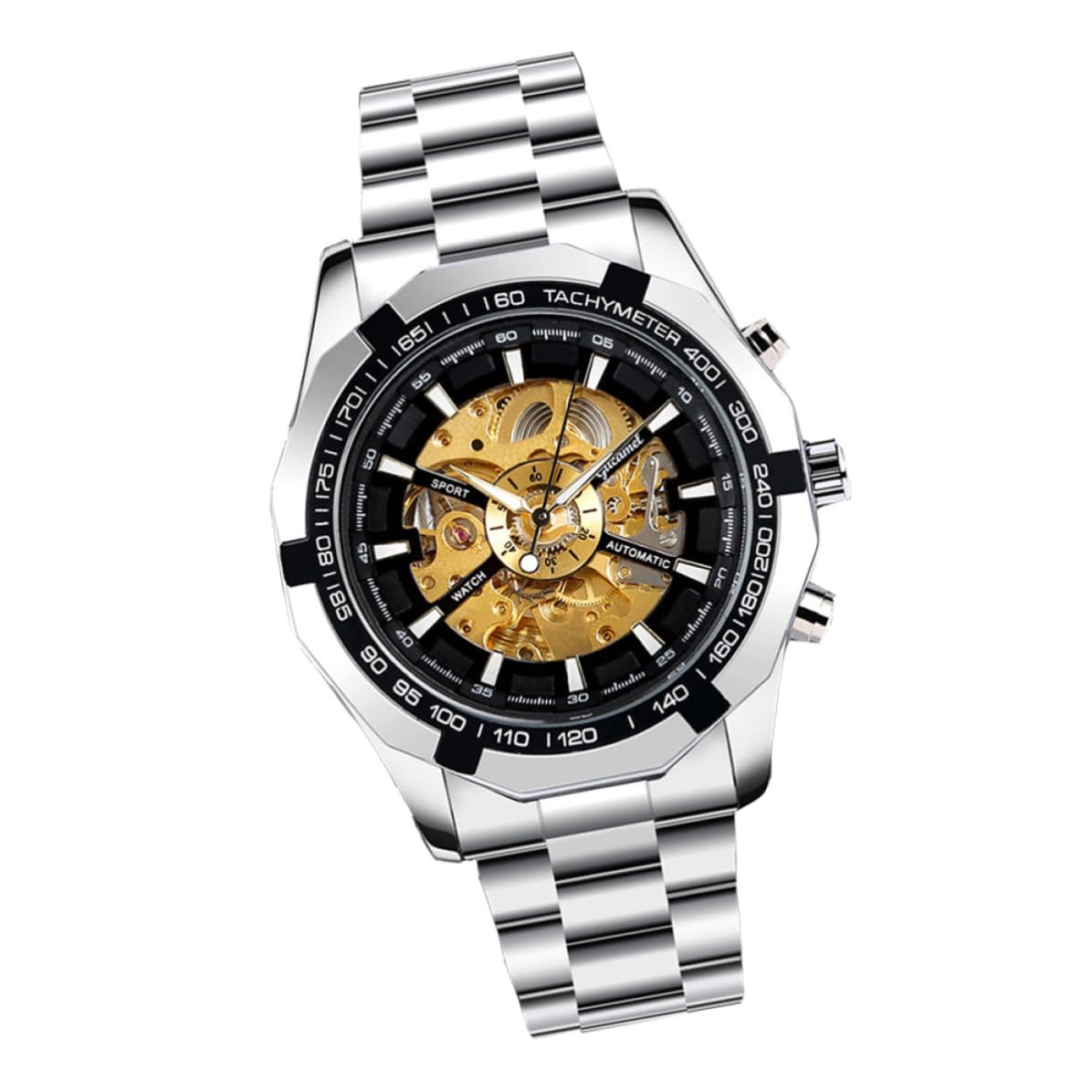 Reloj Mecánico Esqueleto Luminoso para Hombre de Negocios 1pieza