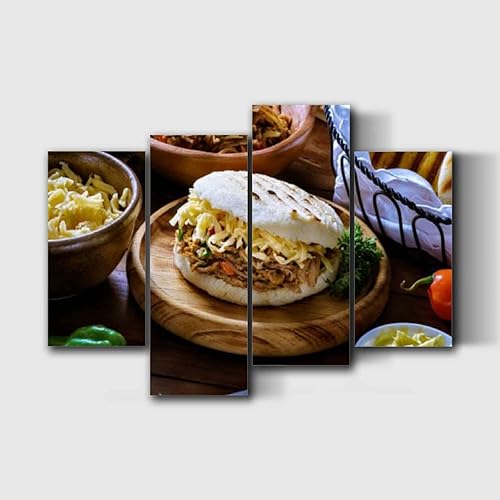 Lienzo decorativo para pared, comida tradicional venezolana, Arepa con queso rallado y carne Pelua, impresiones artísticas enmarcadas, pintura