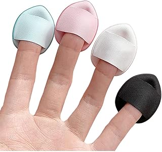 Rubyface Mini Finger Powder Puffs, Soft Cosmetic Beauty Blender Sponges - Perfect for Foundation, BB Cushion, Cream, Concealer (Multicolour, 4 Pcs)