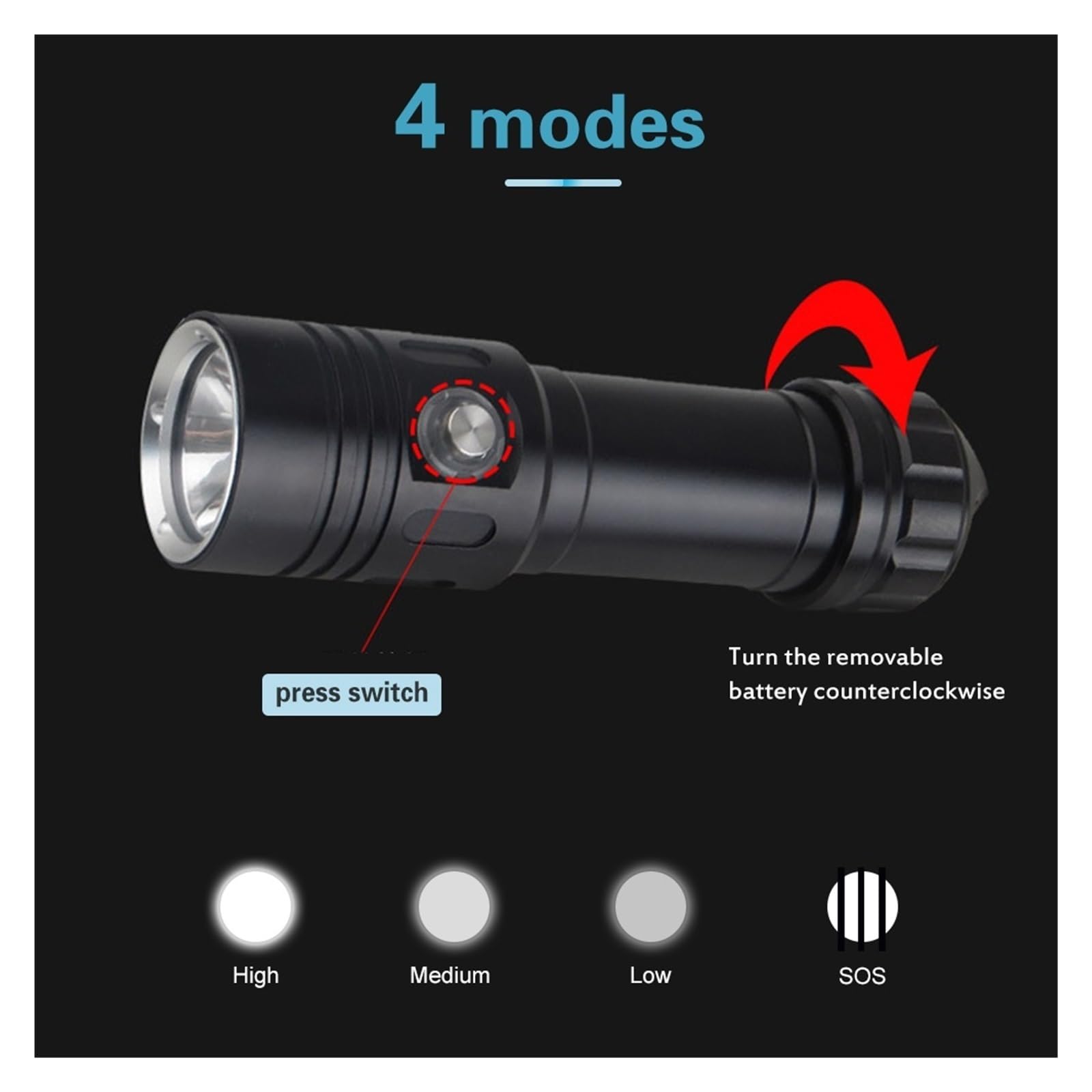 Latarka do nurkowania, Af05D latarka Led podwodna 50M lampa do nurkowania 4 pliki wodoodporne światło nurkowe L2 moc 26650 baterii do sportów podwodnych(18650 set)