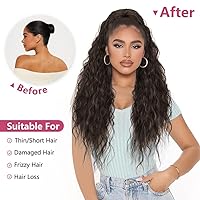 Vista 2 de ALXNAN Cola de caballo con clip de garra, extensión de cola de caballo marrón oscuro de 26 pulgadas para mujer, extensiones de cabello sintético