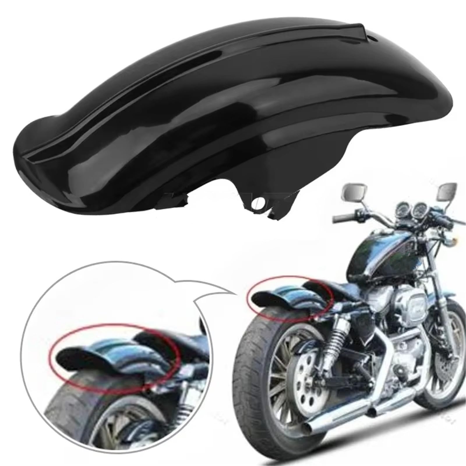 Parafango Moto Allungato Per Bobber Per Chopper Parafango Posteriore Universale Nero ABS Motocross Moto Parti Telai