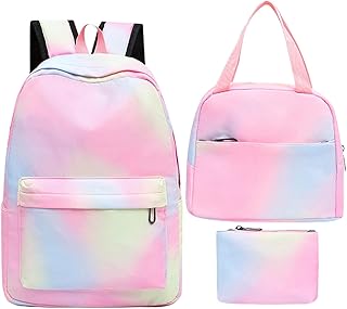 mochila arco-íris - Conjuntos mochila escolar para meninas,Mochila arco-íris mochilas escolares com lancheira e estojo lápis para meninas adolescentes do