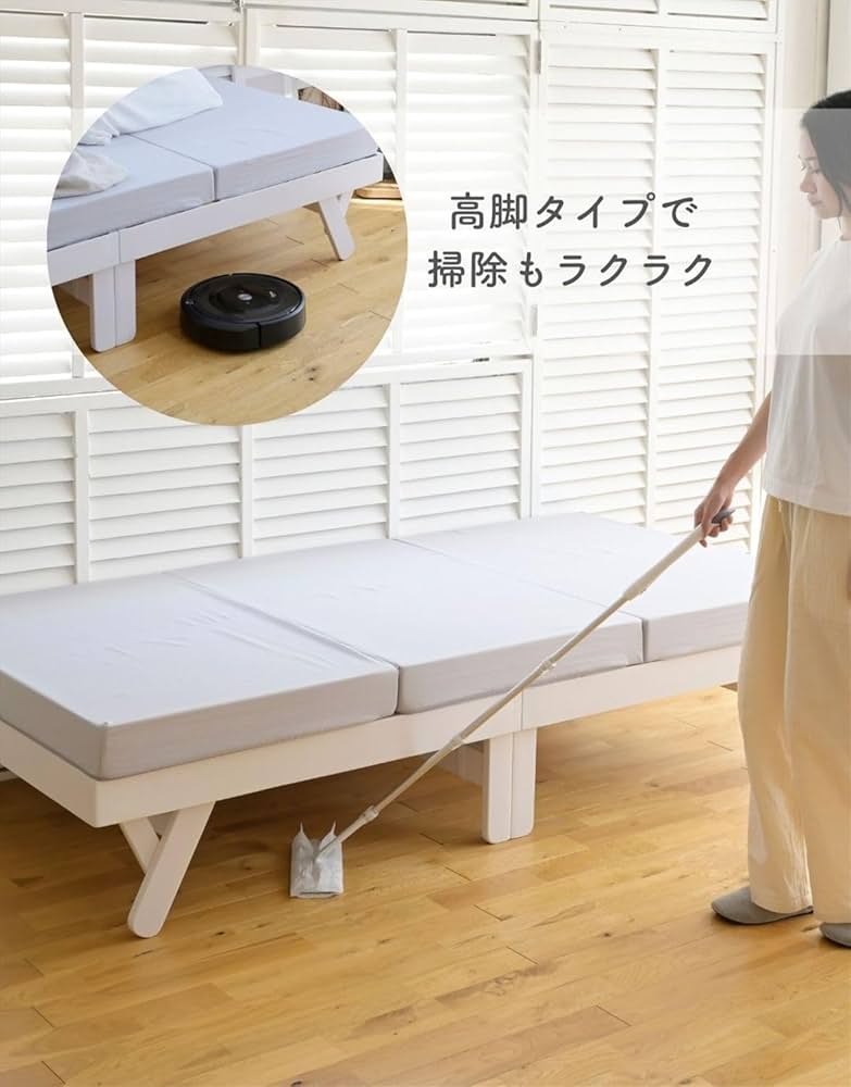 折りたたみベッド 山善 折りたたみベッド セミダブル ハイタイプ 組み立て簡単