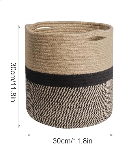 Miniatura 17 de Cesta tejida para macetas de interior, cesta de almacenamiento de cuerda de algodón con asa, cestas tejidas de yute para plantas de interior, maceta