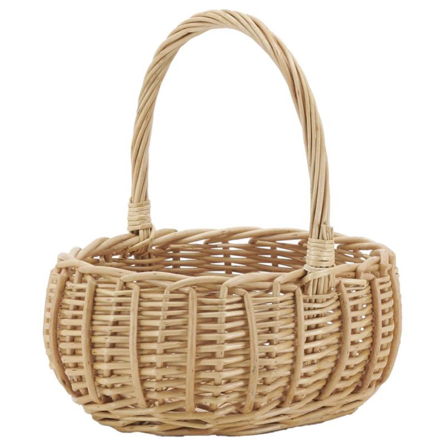 Panier enfant en osier maniable et ovale avec anse pour trier les jouets