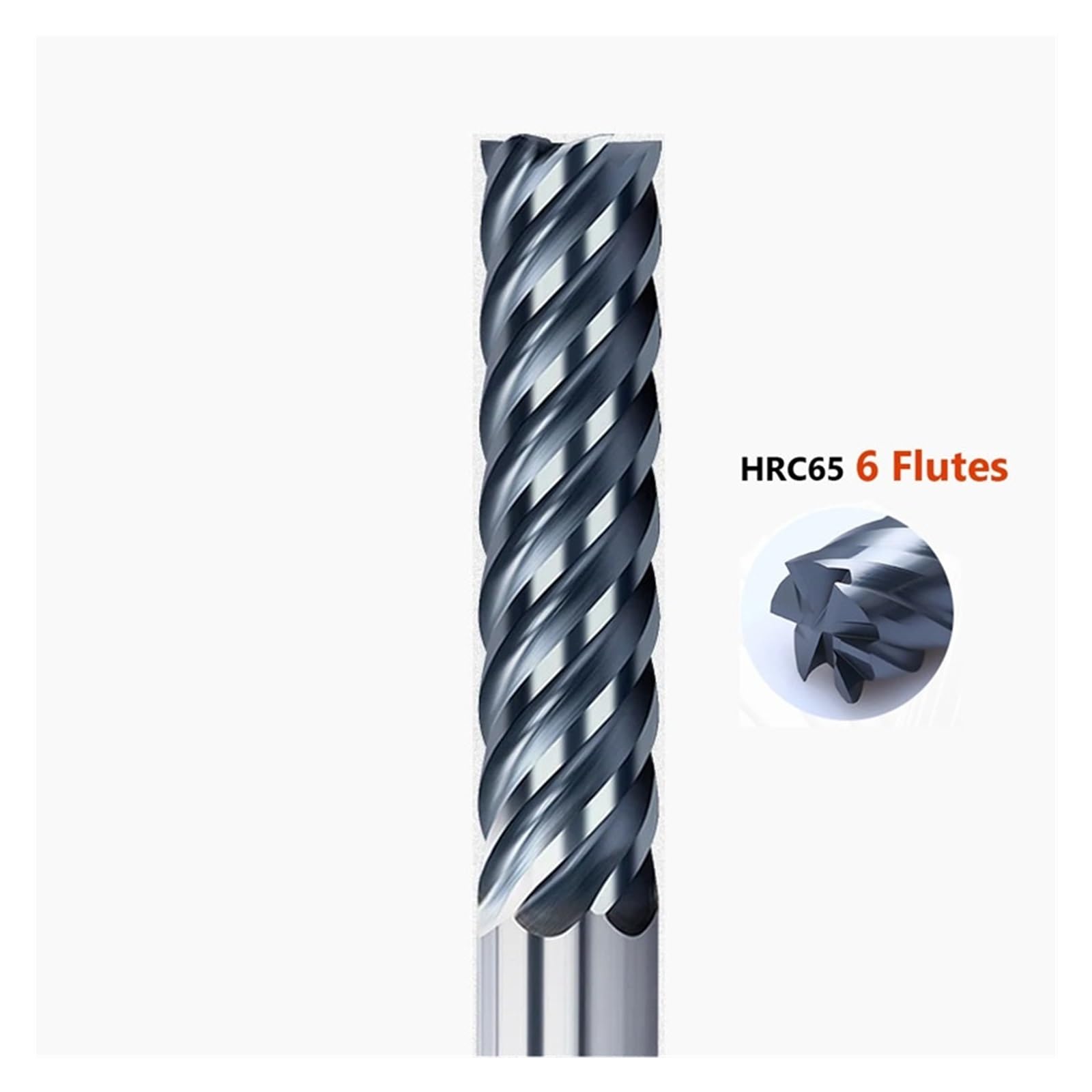 Fresa De Carburo 6 Flautas, Metal Y Acero Con Dientes Tungsteno, Fresadora Acabado CNC, 1 Ud(Black HRC65,20X50X100L)