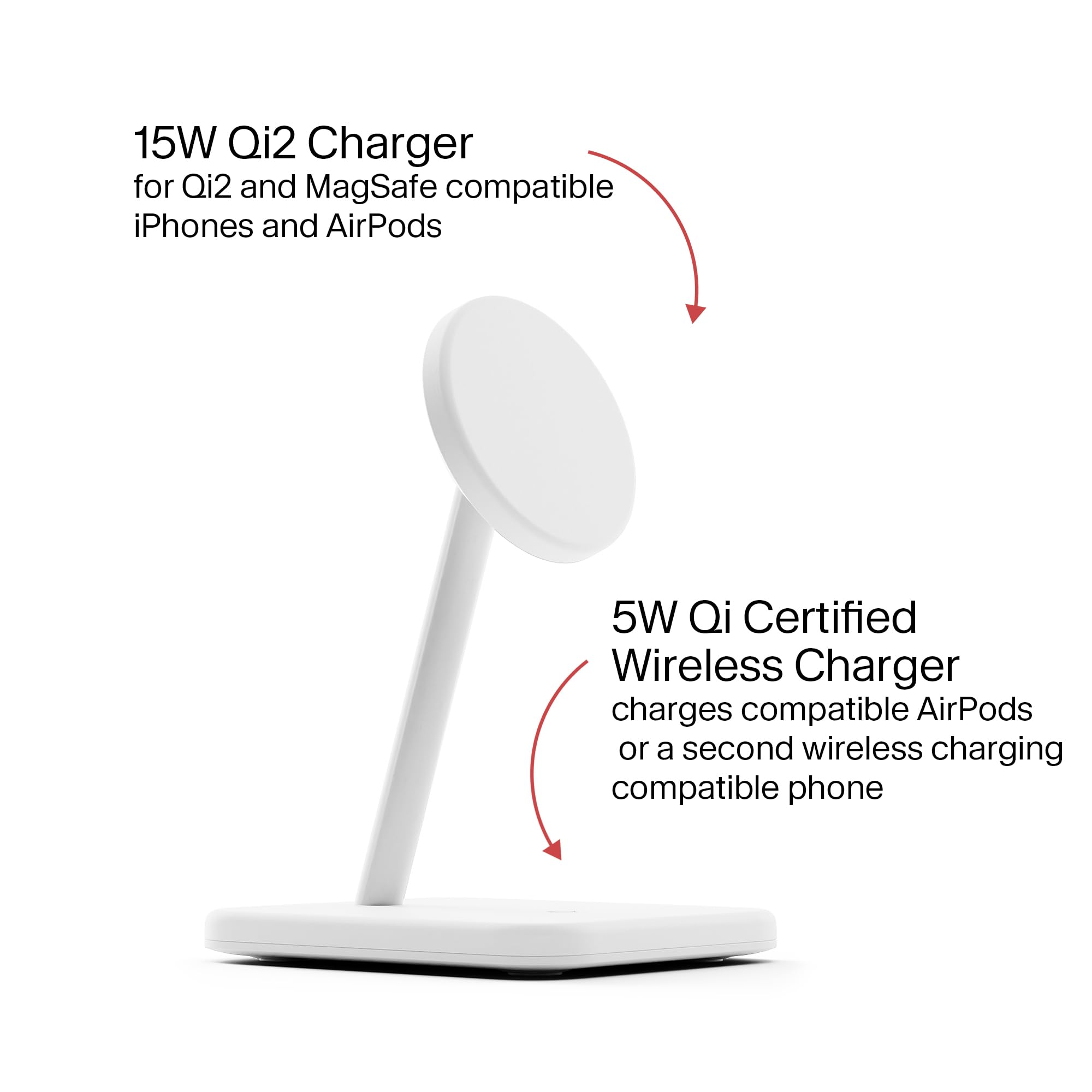 Twelve South HiRise 2 Deluxe 2 w 1 Qi2 stacja ładująca do iPhone'a i AirPods, biały