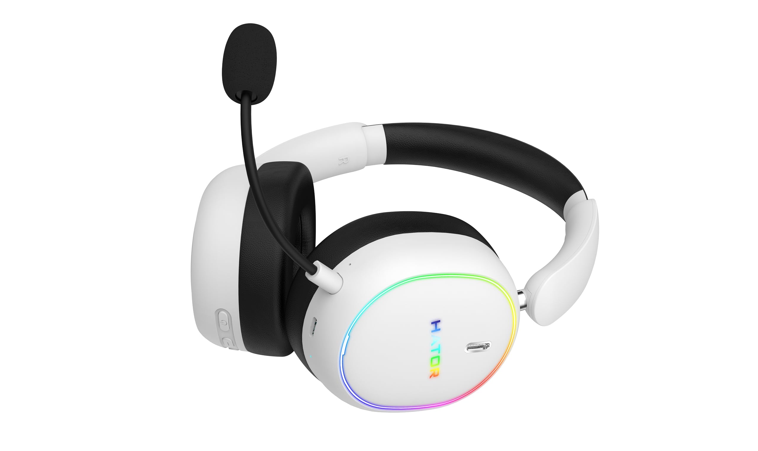 HATOR Phoenix 2 Casque de Jeu sans Fil – Pilote Hi-Res 40 mm, ANC Hybride, Audio Spatial, Suivi de la tête, 2,4 GHz & BT5.4, Batterie jusqu'à 45 h, avec étui – pour PC, Console et Mobile, Blanc