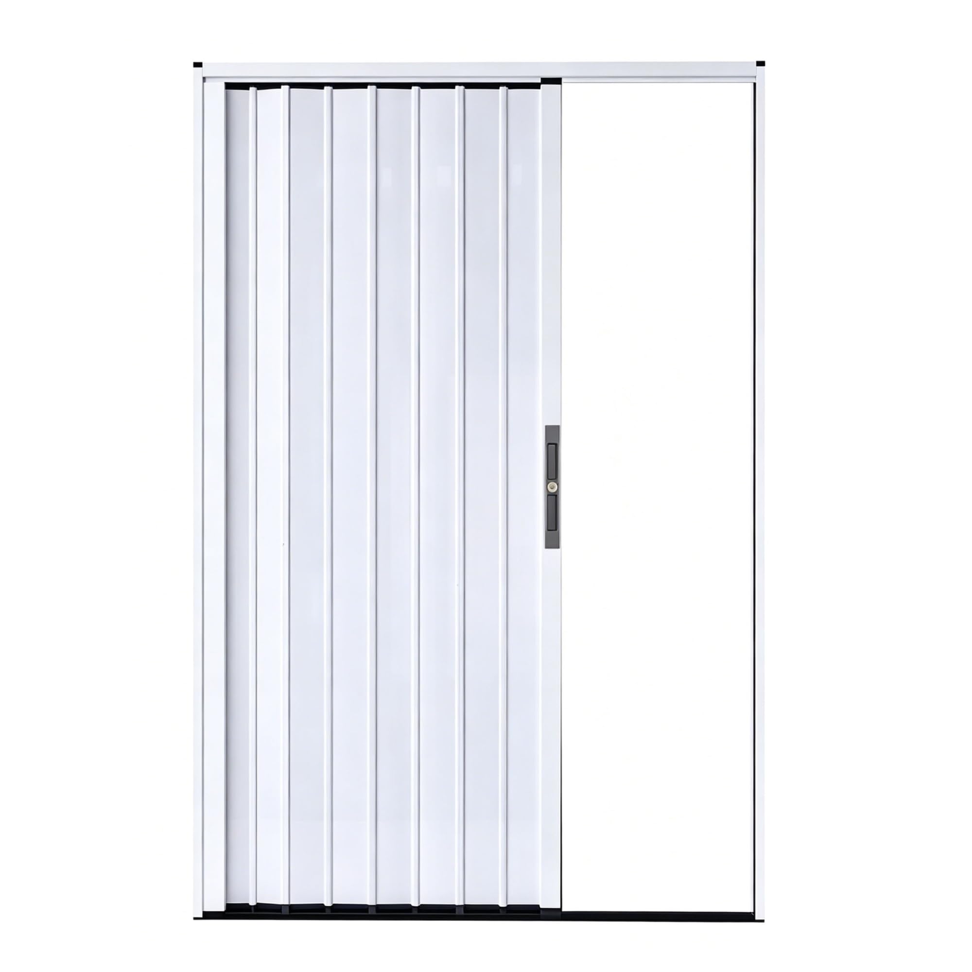 Heavy Duty Aluminum Folding Closet Door with Track, Retractable Accordion Partition Door for Interior Exterior, Bathroom Balcony Kitchen Garage Storage Room Divider(White,24x80in(61x203cm))