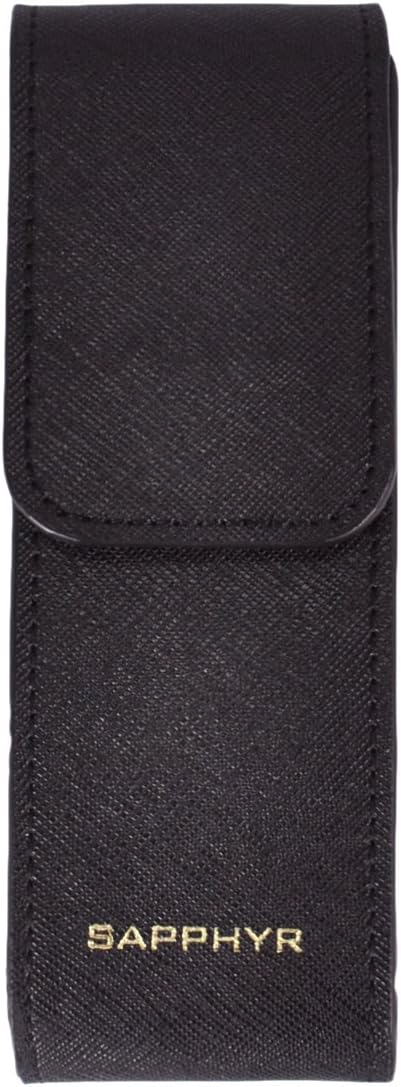 Saffiano Two-Pen Case by Sapphyr | Luxury Business Pen Holder and Organizer | Real Leather Case with Storage for Two Pens