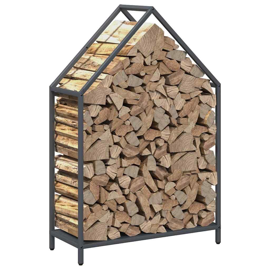 Brennholzregal Anthrazit 60x25x90 cm aus kaltgewalztem Stahl für stabile Holzlagerung im Innen- und Außenbereich mit großem Fassungsvermögen, einfacher Montage, geeignet für Wohnzimmer