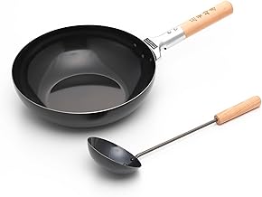 丸山技研 厨華功房 鉄製 炒め鍋 26cm 中華お玉付 CK-08 IH対応 ガスコンロ対応 炒める 炒め鍋 チャーハン鍋 キャンプ 北京鍋 日本製 燕三条