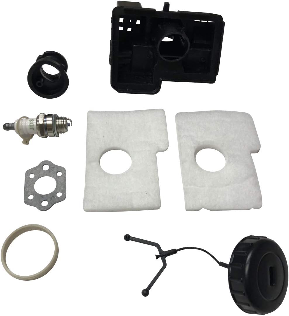 ENGINERUN Air Filter Housing Element Fuel Filter Manifold Gas Tank Cap Spark Plug Gasket Kit (7 PCS) Compatible with Stihl MS170 MS180 017 018 Chainsaw Replacement Parts Ref OEM 11231950400 : Patio, Lawn & Garden