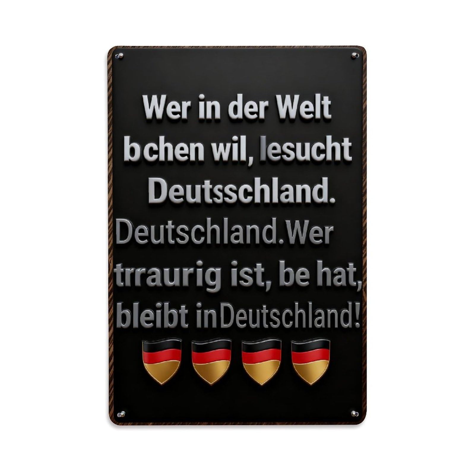 German Flag Pattern Print Vintage Metal Tin Sign Retro Wall Decor, Bar Garage Cafe Kitchen Home Wall Art Poster Decoration 8x12inches